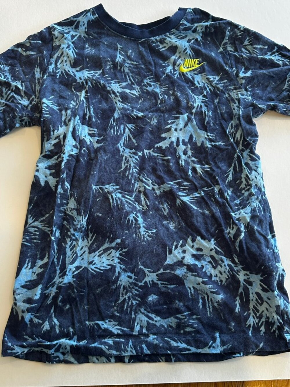 Nike Boys Blue Tropical Palm Print Graphic T-Shirt Youth XL
